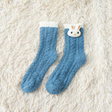 Maxbell Women Crew Socks Fleece Socks Comfortable Winter Thermal Socks Daily Wear Blue