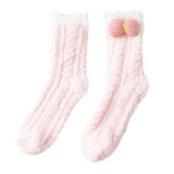 Maxbell Women Crew Socks Fleece Socks Comfortable Winter Thermal Socks Daily Wear Pink