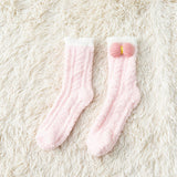 Maxbell Women Crew Socks Fleece Socks Comfortable Winter Thermal Socks Daily Wear Pink