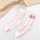 Maxbell Women Crew Socks Fleece Socks Comfortable Winter Thermal Socks Daily Wear Pink