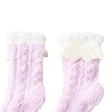 Maxbell Women Crew Socks Fleece Socks Comfortable Winter Thermal Socks Daily Wear Purple