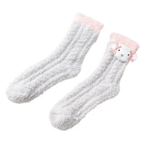 Maxbell Women Crew Socks Fleece Socks Comfortable Winter Thermal Socks Daily Wear Light Gray