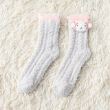 Maxbell Women Crew Socks Fleece Socks Comfortable Winter Thermal Socks Daily Wear Light Gray
