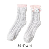 Maxbell Women Crew Socks Fleece Socks Comfortable Winter Thermal Socks Daily Wear Light Gray
