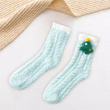 Maxbell Women Crew Socks Fleece Socks Comfortable Winter Thermal Socks Daily Wear Green