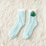 Maxbell Women Crew Socks Fleece Socks Comfortable Winter Thermal Socks Daily Wear Green