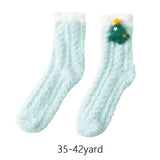 Maxbell Women Crew Socks Fleece Socks Comfortable Winter Thermal Socks Daily Wear Green