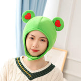 Maxbell Funny Plush Frog Hat Animal Cosplay Warm Dress Winter for Party Birthday Green Heart