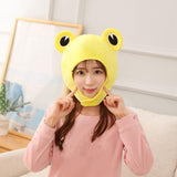 Maxbell Funny Plush Frog Hat Animal Cosplay Warm Dress Winter for Party Birthday Yellow