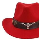 Maxbell Casual Cowboy Hat Wide Brim Props Lightweight for Women Men Adults Holidays Red