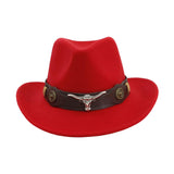 Maxbell Casual Cowboy Hat Wide Brim Props Lightweight for Women Men Adults Holidays Red