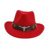 Maxbell Casual Cowboy Hat Wide Brim Props Lightweight for Women Men Adults Holidays Red