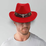 Maxbell Casual Cowboy Hat Wide Brim Props Lightweight for Women Men Adults Holidays Red