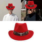 Maxbell Casual Cowboy Hat Wide Brim Props Lightweight for Women Men Adults Holidays Red