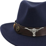 Maxbell Casual Cowboy Hat Wide Brim Props Lightweight for Women Men Adults Holidays Navy Blue