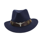 Maxbell Casual Cowboy Hat Wide Brim Props Lightweight for Women Men Adults Holidays Navy Blue