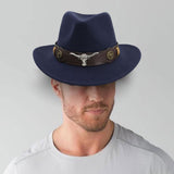 Maxbell Casual Cowboy Hat Wide Brim Props Lightweight for Women Men Adults Holidays Navy Blue