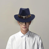 Maxbell Casual Cowboy Hat Wide Brim Props Lightweight for Women Men Adults Holidays Navy Blue