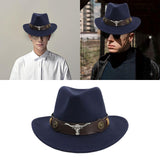 Maxbell Casual Cowboy Hat Wide Brim Props Lightweight for Women Men Adults Holidays Navy Blue