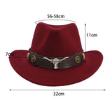 Maxbell Casual Cowboy Hat Wide Brim Props Lightweight for Women Men Adults Holidays Dark Red