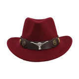 Maxbell Casual Cowboy Hat Wide Brim Props Lightweight for Women Men Adults Holidays Dark Red