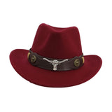 Maxbell Casual Cowboy Hat Wide Brim Props Lightweight for Women Men Adults Holidays Dark Red