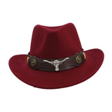 Maxbell Casual Cowboy Hat Wide Brim Props Lightweight for Women Men Adults Holidays Dark Red