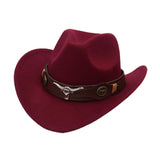 Maxbell Casual Cowboy Hat Wide Brim Props Lightweight for Women Men Adults Holidays Dark Red