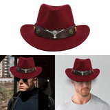 Maxbell Casual Cowboy Hat Wide Brim Props Lightweight for Women Men Adults Holidays Dark Red