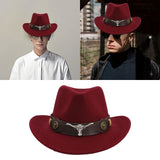 Maxbell Casual Cowboy Hat Wide Brim Props Lightweight for Women Men Adults Holidays Dark Red