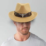 Maxbell Casual Cowboy Hat Wide Brim Props Lightweight for Women Men Adults Holidays Camel