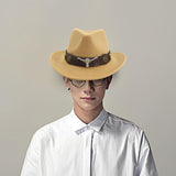 Maxbell Casual Cowboy Hat Wide Brim Props Lightweight for Women Men Adults Holidays Camel