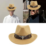 Maxbell Casual Cowboy Hat Wide Brim Props Lightweight for Women Men Adults Holidays Camel