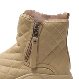 Maxbell Winter Snow Boots Warm Lined Short Boots Fashion for Trekking Hiker Winter 35 Khaki