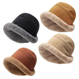 Maxbell Autumn Winter Bucket Hat Fisherman Cap Fashion Warm Comfortable Solid Color Black