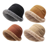 Maxbell Autumn Winter Bucket Hat Fisherman Cap Fashion Warm Comfortable Solid Color Black
