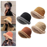 Maxbell Autumn Winter Bucket Hat Fisherman Cap Fashion Warm Comfortable Solid Color Black