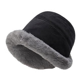 Maxbell Autumn Winter Bucket Hat Fisherman Cap Fashion Warm Comfortable Solid Color Black