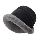 Maxbell Autumn Winter Bucket Hat Fisherman Cap Fashion Warm Comfortable Solid Color Black