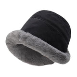 Maxbell Autumn Winter Bucket Hat Fisherman Cap Fashion Warm Comfortable Solid Color Black