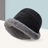 Maxbell Autumn Winter Bucket Hat Fisherman Cap Fashion Warm Comfortable Solid Color Black
