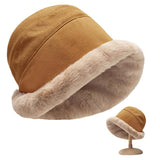 Maxbell Autumn Winter Bucket Hat Fisherman Cap Fashion Warm Comfortable Solid Color Caramel