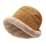 Maxbell Autumn Winter Bucket Hat Fisherman Cap Fashion Warm Comfortable Solid Color Caramel