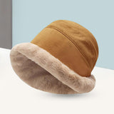 Maxbell Autumn Winter Bucket Hat Fisherman Cap Fashion Warm Comfortable Solid Color Caramel