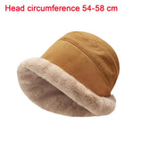Maxbell Autumn Winter Bucket Hat Fisherman Cap Fashion Warm Comfortable Solid Color Caramel