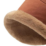 Maxbell Autumn Winter Bucket Hat Fisherman Cap Fashion Warm Comfortable Solid Color Brick red