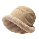 Maxbell Autumn Winter Bucket Hat Fisherman Cap Fashion Warm Comfortable Solid Color Beige