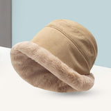 Maxbell Autumn Winter Bucket Hat Fisherman Cap Fashion Warm Comfortable Solid Color Beige
