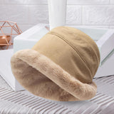 Maxbell Autumn Winter Bucket Hat Fisherman Cap Fashion Warm Comfortable Solid Color Beige