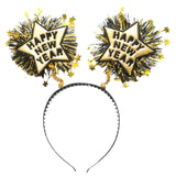 Maxbell Hair Hoop Headwear 2023 Happy New Year Headband for Women Men Festival Kids Aureate